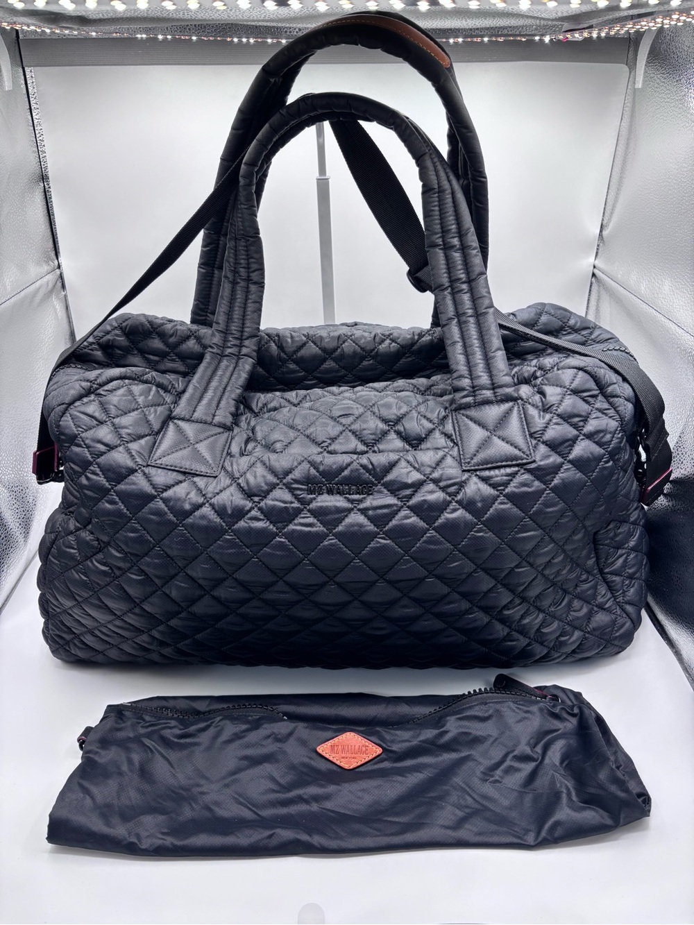 MZ Wallace Jimmy Weekender Duffel Bag in Black Quilted Nylon